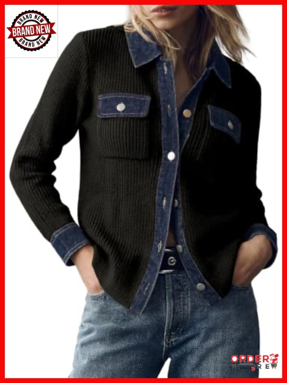 Waffle Knit Button Down Cardigan Long Sleeve V Neck Oversized Fall Layer